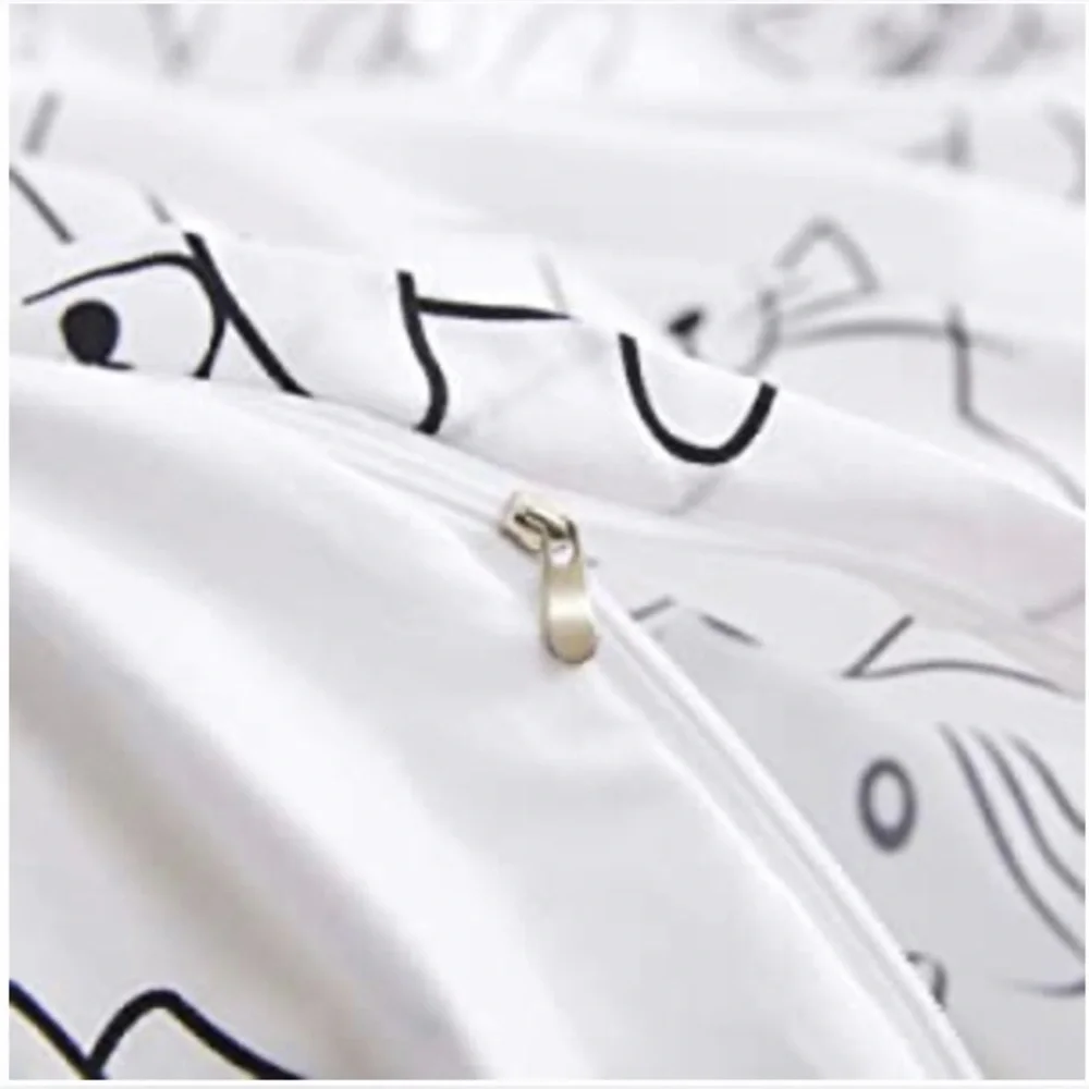 YZZ COLLECTION White & Black Cat Kitten 3 Piece Duvet & Pillow Case Bedding Set